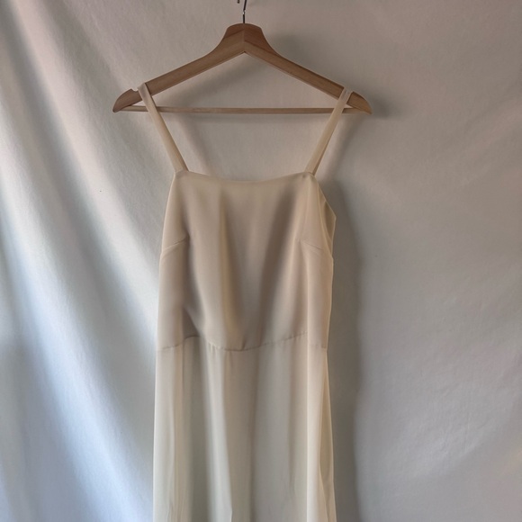 Vintage 90s Ivory Minimalist Slip Dress Maxi Bridal XS S Handmade - Picture 3 of 13